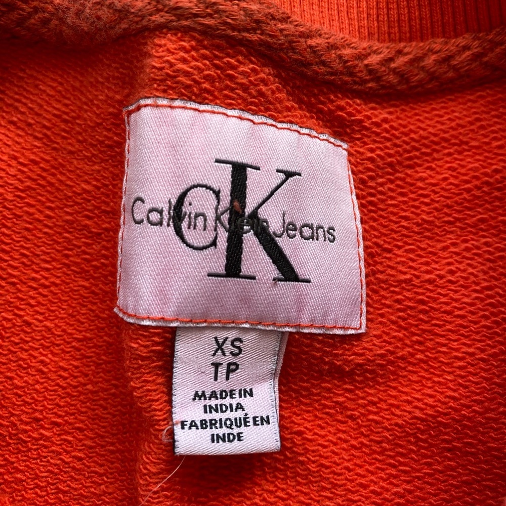 Calvin Klein orange crew neck logo terrycloth sweatshirt - Picture 5 of 5